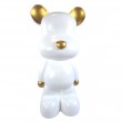 Statue Ourson en Résine Blanc et Or – 81 cm