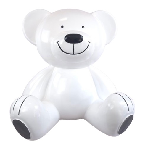 Statue Ours en Résine Assis Blanc 60 cm
