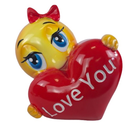 Statue Smiley Emoji Love You en Résine – Déco Fun et Colorée 29 cm