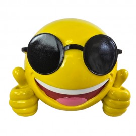 Statue Smiley Emoji Cool en Résine avec Lunettes – 33 cm