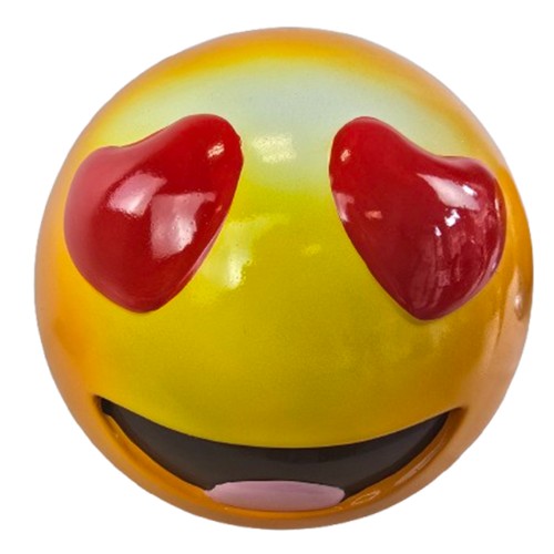 Statue Smiley Emoji Cœur en Résine – Déco Amour Originale 27 cm