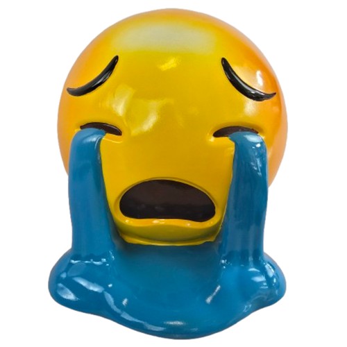 Statue Smiley Emoji qui Pleure en Résine – 30 cm