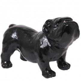 Statue Bouledogue Anglais Noir en Résine – 60 cm