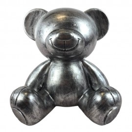 Statue Ours en Résine Aspect Métal – 35 cm