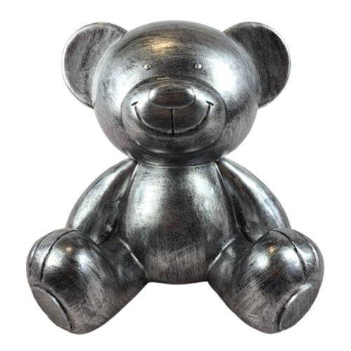 Statue Ours en Résine Aspect Métal – 35 cm