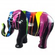 Statue Éléphant en Résine Multicolore – Fond Noir – 90 cm