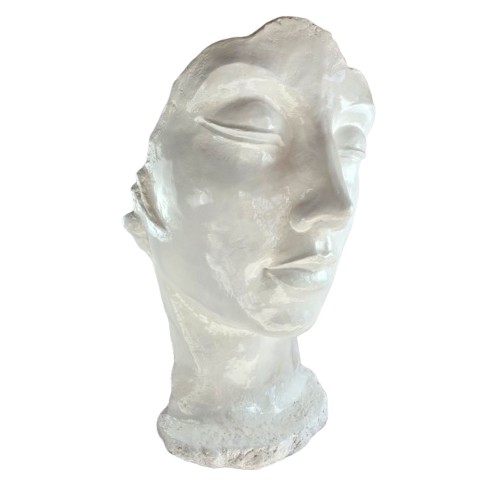 Statue Visage Moderne en Résine Blanche XXL – 120 cm