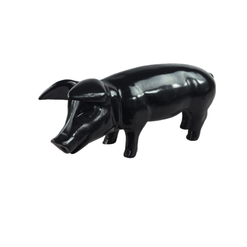 Statue Cochon Noir en Résine – 60 cm
