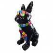 Statue Bouledogue 80 cm Lunettes Multicolores - Résine Peint Main - 2