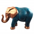 Statue Éléphant 90 cm Bleu Turquoise Cuivre Antique - Résine Décorative