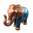 Statue Éléphant 90 cm Bleu Turquoise Cuivre Antique - Résine Décorative - 3
