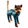 Statue Chat XXL 105 cm Bleu Canard Cuivre Antique - Résine Décorative - 2