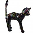Statue Chat XXL 105 cm Noir Splash Multicolore - Résine Artistique - 1