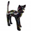 Statue Chat XXL 105 cm Noir Splash Multicolore - Résine Artistique - 2