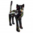 Statue Chat XXL 105 cm Noir Splash Multicolore - Résine Artistique - 3