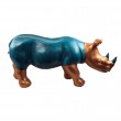 Statue Rhinocéros XXL 90 cm Bleu Turquoise Cuivre Antique - Résine - 1