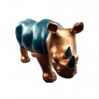 Statue Rhinocéros XXL 90 cm Bleu Turquoise Cuivre Antique - Résine - 3