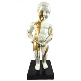 Statue en résine 60 cm – Manneken Pis blanc et doré
