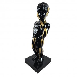 Statue en résine 60 cm – Manneken Pis noir et doré