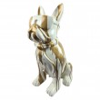 Statue en résine 60 cm – Bouledogue blanc doré effet coulures - 2