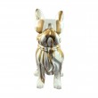 Statue en résine 60 cm – Bouledogue blanc doré effet coulures - 3
