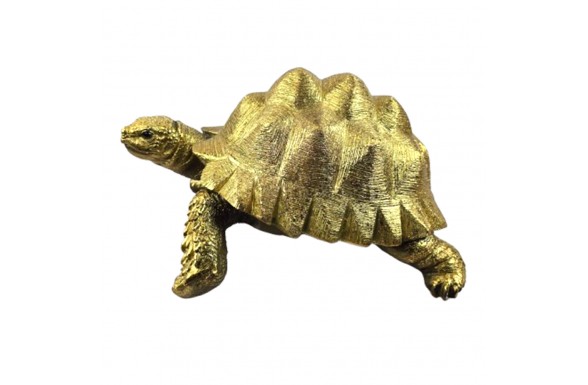 Statue en résine 40 cm – Tortue dorée décorative XXL