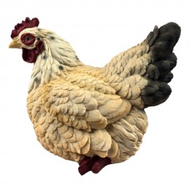 Statue en résine 35 cm – Poule décorative couchée