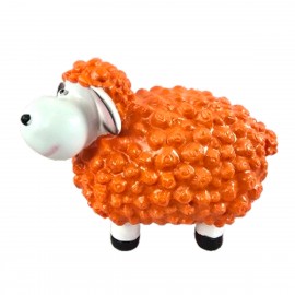 Statue Mouton Résine Orange 23cm Déco Jardin Intérieur Vif