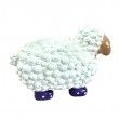 Sculpture Mouton Résine Blanc Tête Beige Bottes Violettes Pois 23 cm - 4