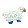Statue Mouton Résine Blanc Tête Beige Bottes Bleues Pois 23 cm - 4