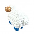 Statue Mouton Résine Blanc Tête Beige Bottes Bleues Pois 23 cm - 5
