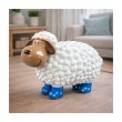Statue Mouton Résine Blanc Tête Beige Bottes Bleues Pois 23 cm - 7