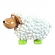 Statuette Mouton R&eacute;sine Blanc T&ecirc;te Beige Bottes Vertes Pois 23 cm