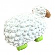 Statuette Mouton Résine Blanc Tête Beige Bottes Vertes Pois 23 cm - 4