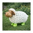 Statuette Mouton Résine Blanc Tête Beige Bottes Vertes Pois 23 cm - 6