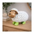 Statuette Mouton Résine Blanc Tête Beige Bottes Vertes Pois 23 cm - 7