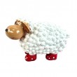 Statue Mouton Résine Blanc Tête Beige Bottes Rouges Pois 23 cm - 1