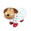Statue Mouton Résine Blanc Tête Beige Bottes Rouges Pois 23 cm - 2
