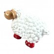 Statue Mouton Résine Blanc Tête Beige Bottes Rouges Pois 23 cm - 3