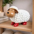 Statue Mouton Résine Blanc Tête Beige Bottes Rouges Pois 23 cm - 6