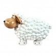 Statue Mouton Résine Blanc Tête Beige Pattes Pois Rouges 23 cm - 2