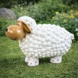 Statue Mouton Résine Blanc Tête Beige Pattes Pois Rouges 23 cm - 6