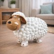 Statue Mouton Résine Blanc Tête Beige Pattes Pois Rouges 23 cm - 7