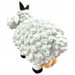Statue Mouton Résine Blanc Cornes Noires Droites 23 cm - 3