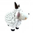 Statue Mouton Résine Blanc Cornes Noires Droites 23 cm - 5