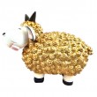 Statue Mouton Résine Doré Tête Blanche Cornes Noires Droites 23 cm - 2