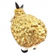 Statue Mouton Résine Doré Tête Blanche Cornes Noires Droites 23 cm - 3