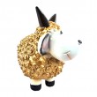 Statue Mouton Résine Doré Tête Blanche Cornes Noires Droites 23 cm - 5
