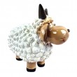 Statue Mouton Résine Blanc Tête Beige Pattes Beiges Cornes Droites 23 cm - 4