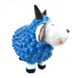 Statue Mouton Résine Bleu Azur Tête Blanche Cornes Noires Droites 23 cm - 8